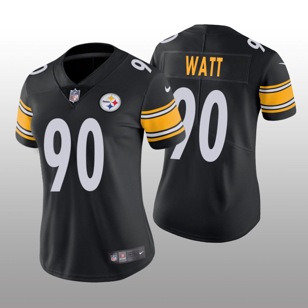 Pittsburgh Steelers #90 Black T. J. Watt Game Jersey Women