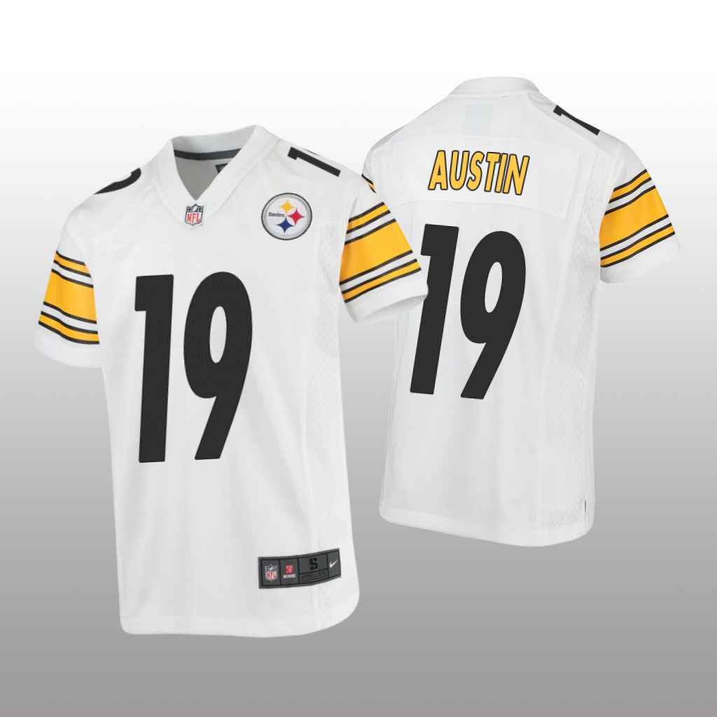 Pittsburgh Steelers Calvin Austin White Jersey Game Youth