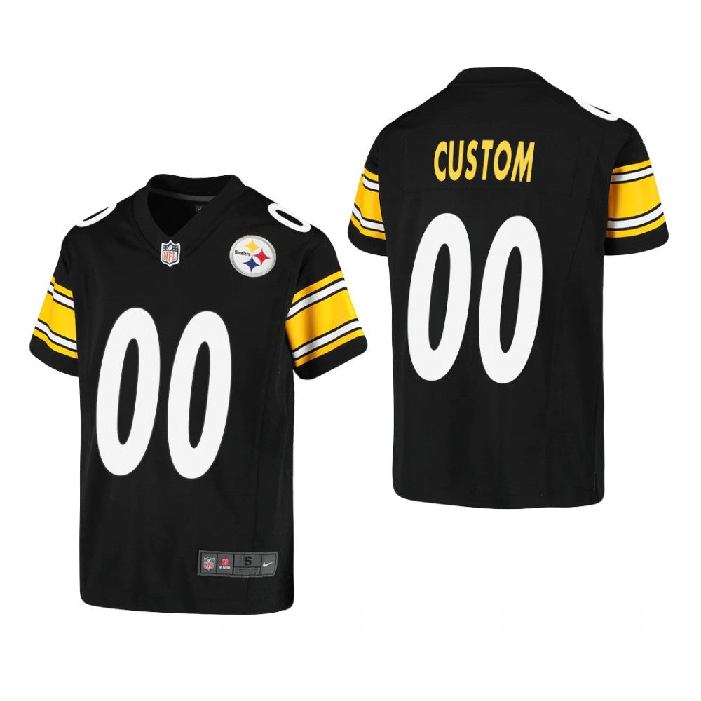 Pittsburgh Steelers Custom Black Jersey Game Youth