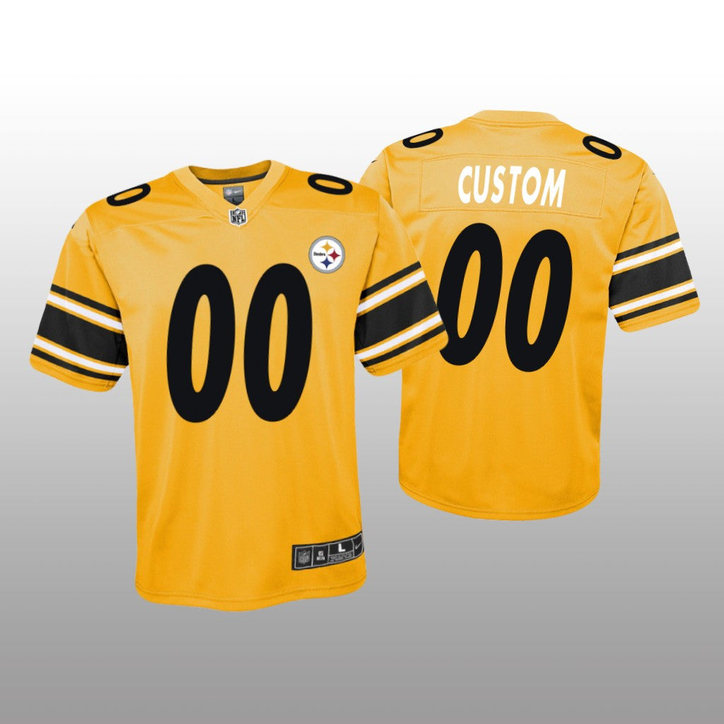 Pittsburgh Steelers Custom Gold Jersey Inverted Game Youth