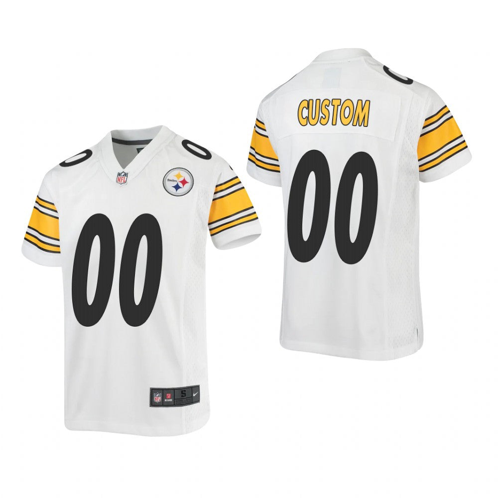 Pittsburgh Steelers Custom White Jersey Game Youth
