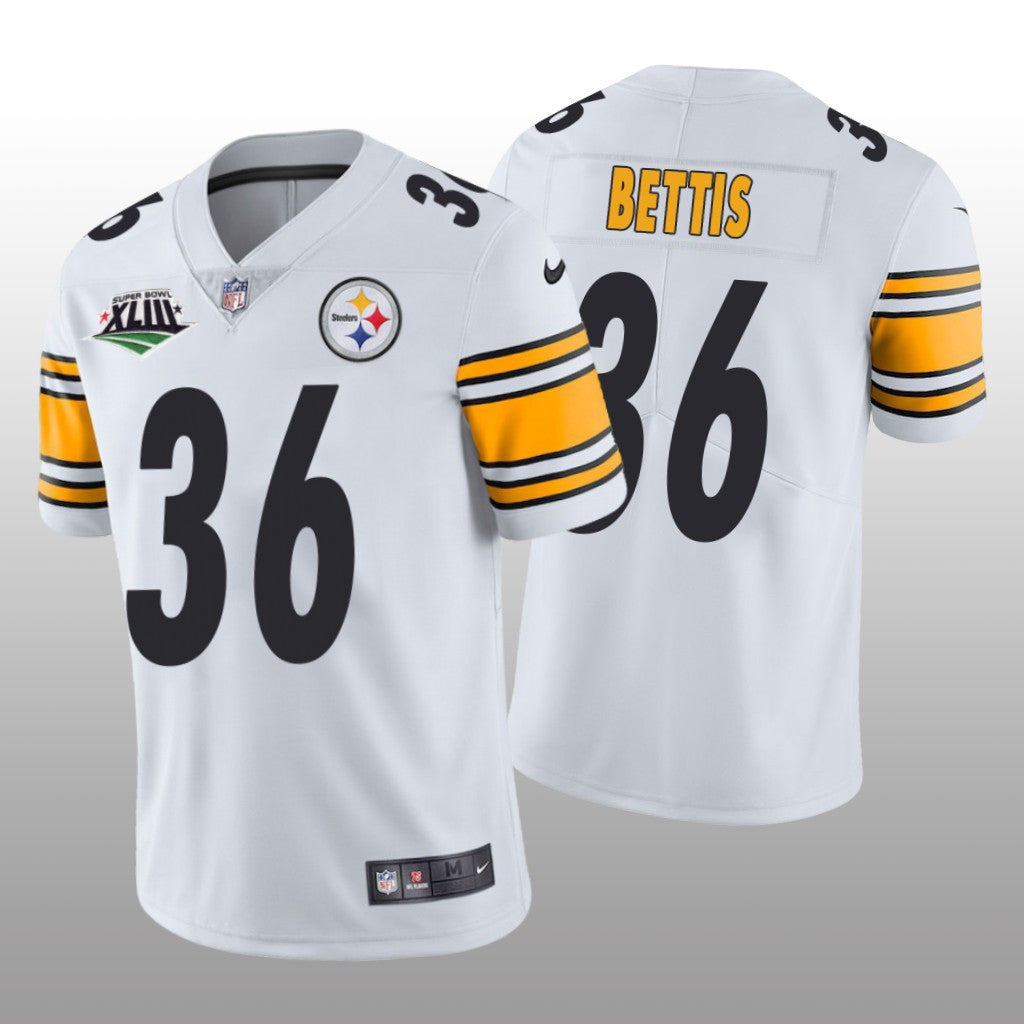 Pittsburgh Steelers Jerome Bettis White Jersey Super Bowl XLIII Patch Men's