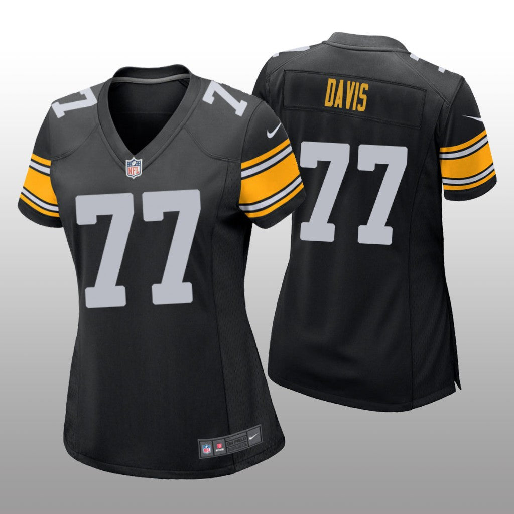 Pittsburgh Steelers Jesse Davis Black Jersey Game Women's