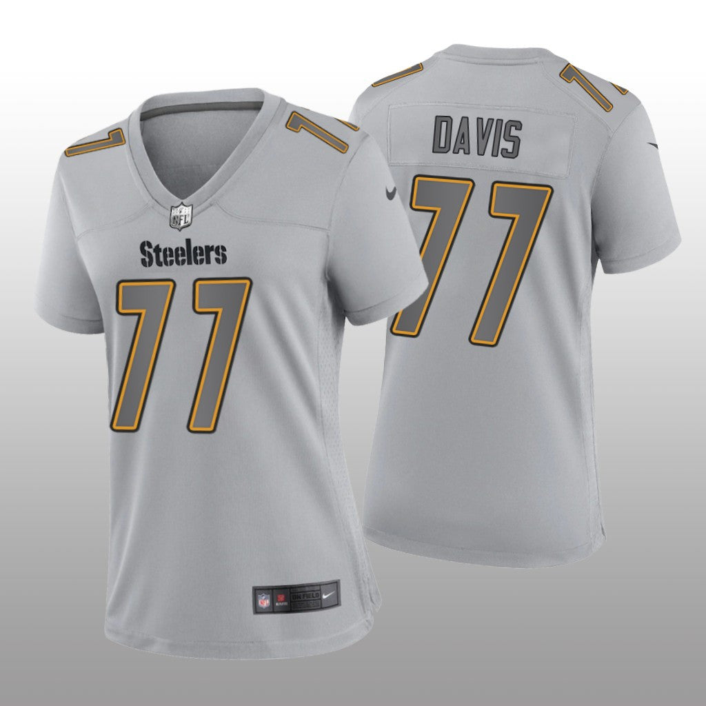 Pittsburgh Steelers Jesse Davis Gray Jersey Atmosphere Fashion Game Women's