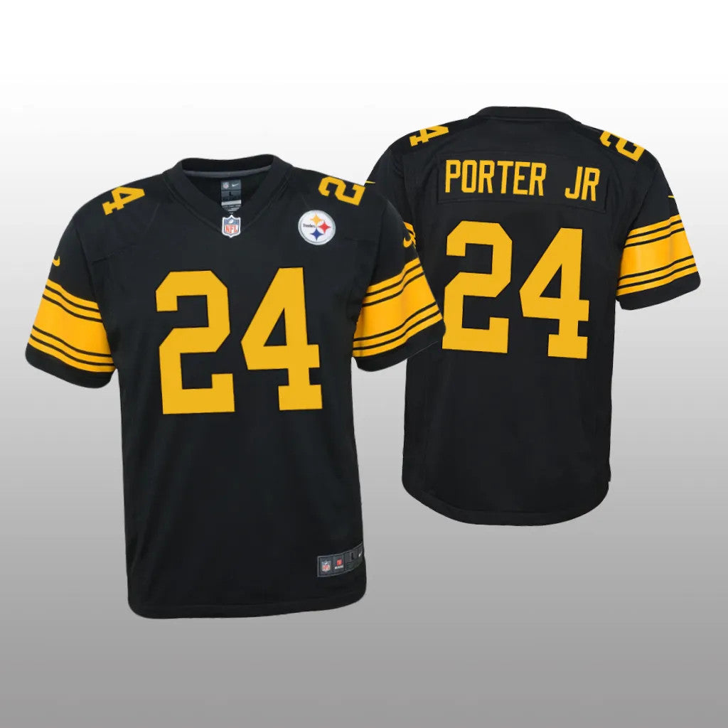 Pittsburgh Steelers Joey Porter Jr. Black Jersey Alternate Game Youth