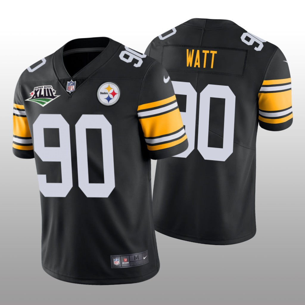 Pittsburgh Steelers T.J. Watt Black Jersey Super Bowl XLIII Patch Men's