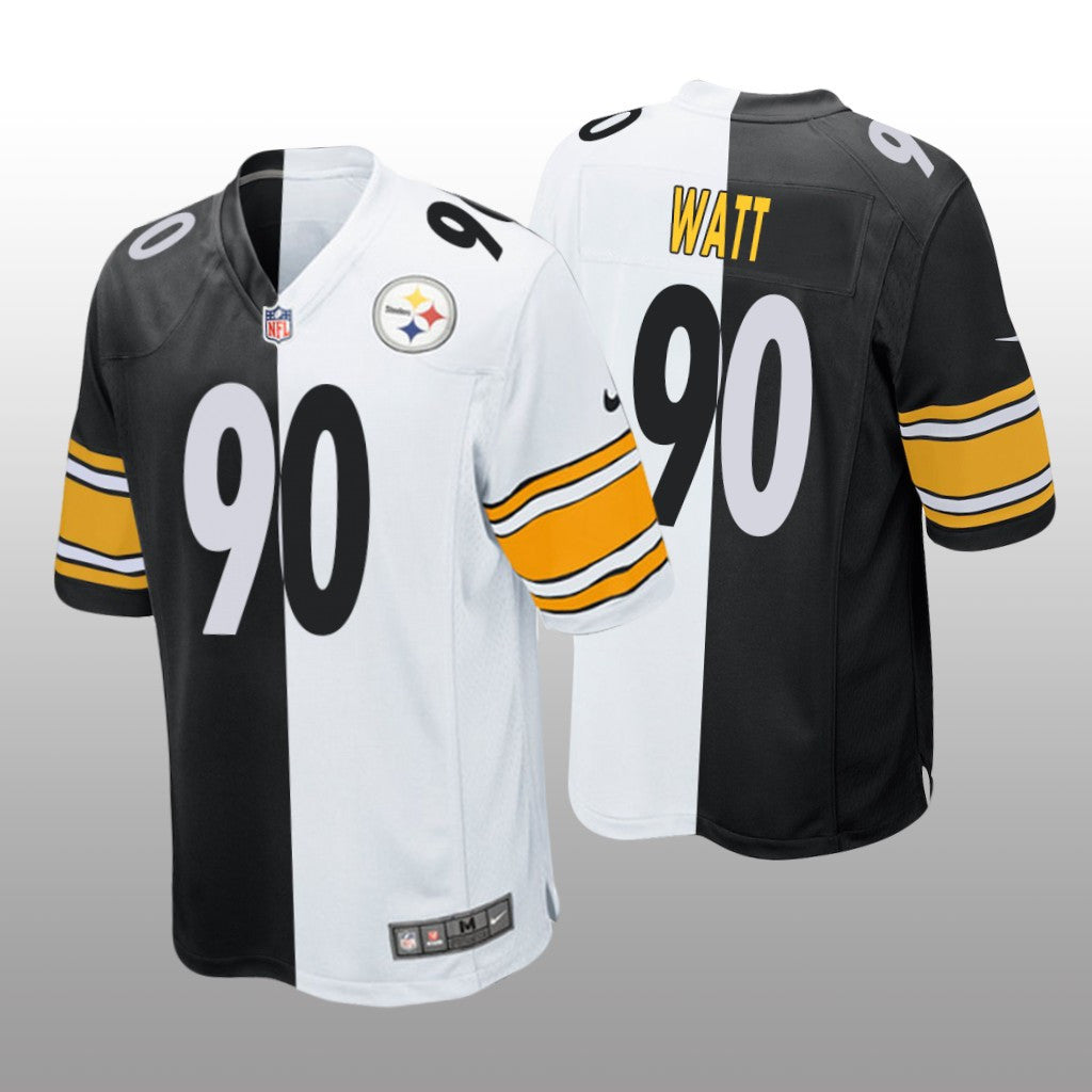 Pittsburgh Steelers T.J. Watt Black White Two Tone Jersey Split Men's