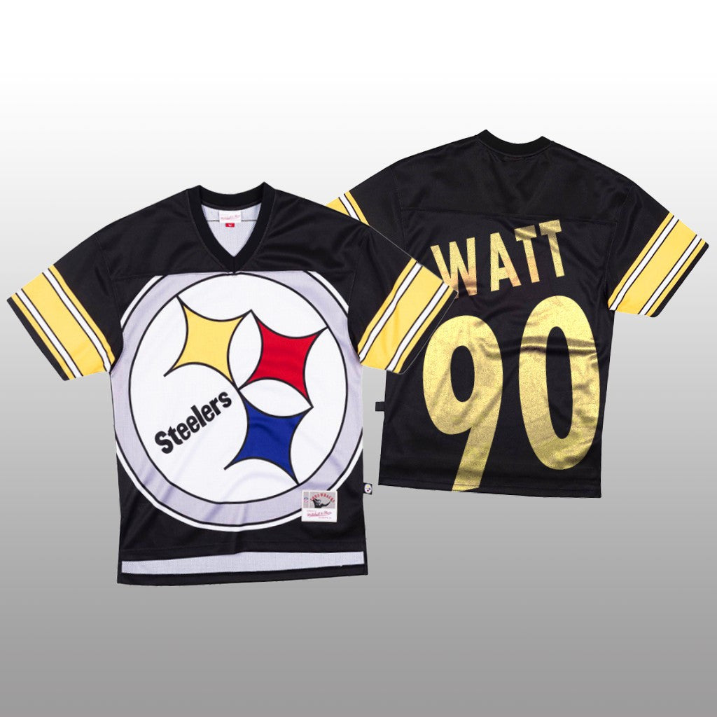 Pittsburgh Steelers T.J. Watt Mitchell & Ness Black Jersey Big Face Men's
