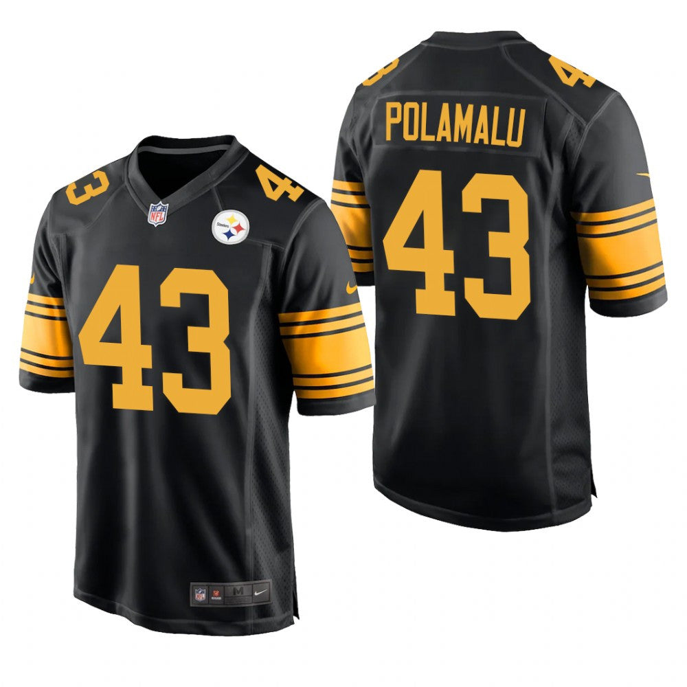 Pittsburgh Steelers Troy Polamalu Black Retired Player Jersey Alternate Game Men's