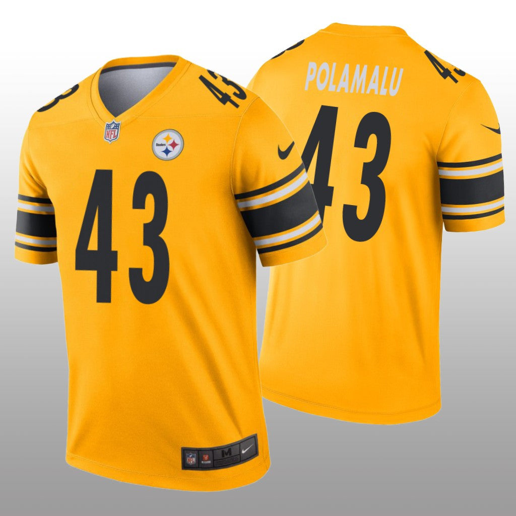 Pittsburgh Steelers Troy Polamalu Gold Jersey Inverted Legend Men's