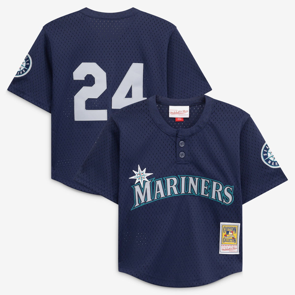 Preschool Seattle Mariners Ken Griffey Jr. Mitchell & Ness Navy Cooperstown Collection Mesh Batting Practice Jersey