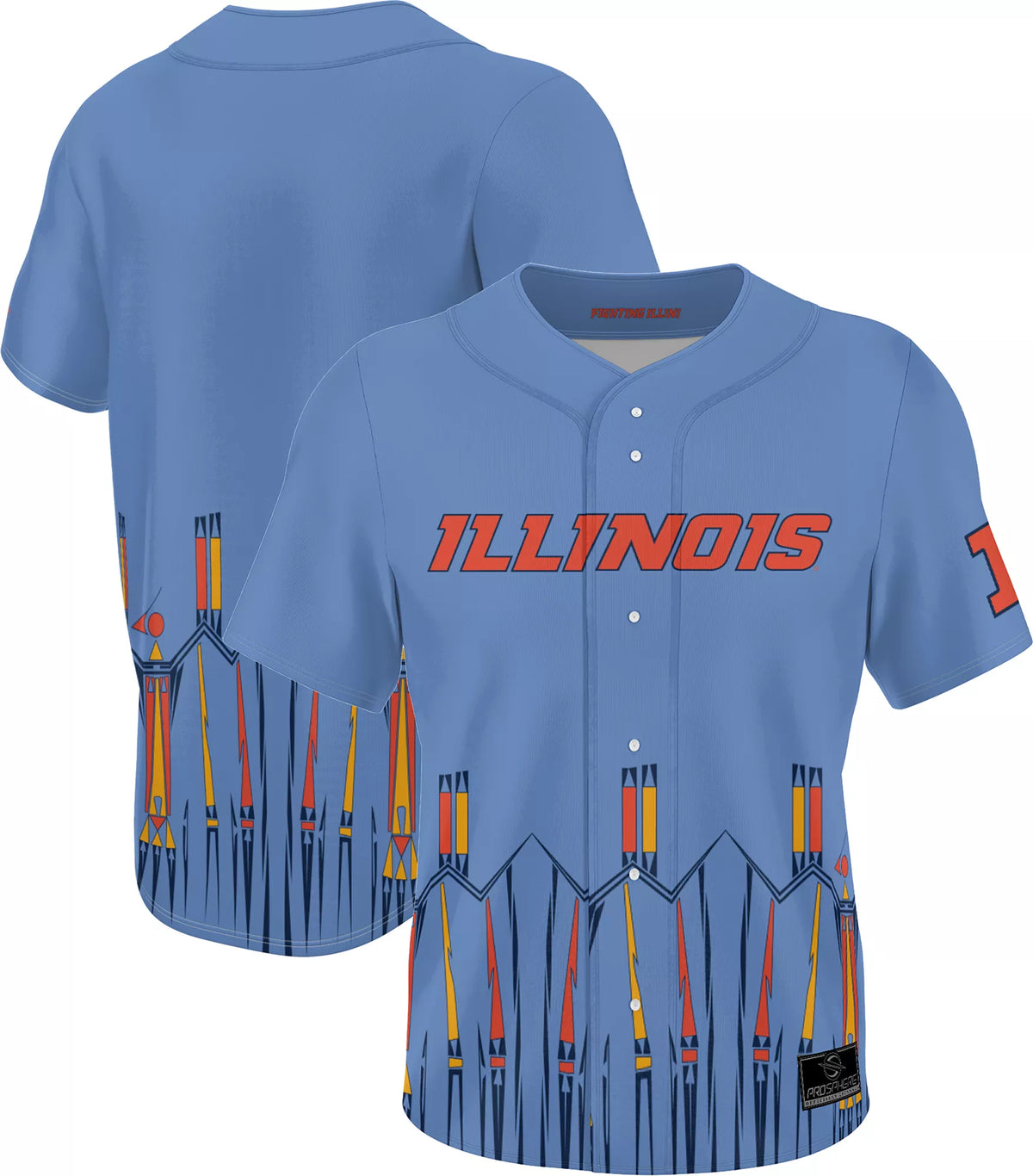 ProSphere Men's Illinois Fighting Illini Light Blue Baseball Jersey