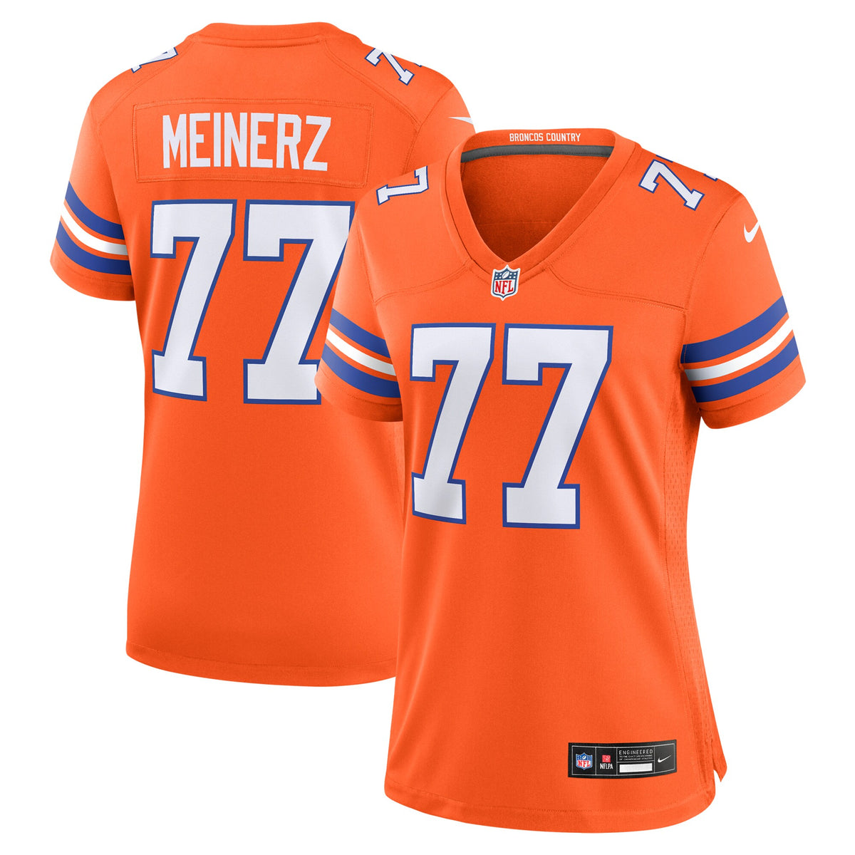 Quinn Meinerz Denver Broncos Nike Women's Mile High Collection 1977 Throwback Player Game Jersey Orange