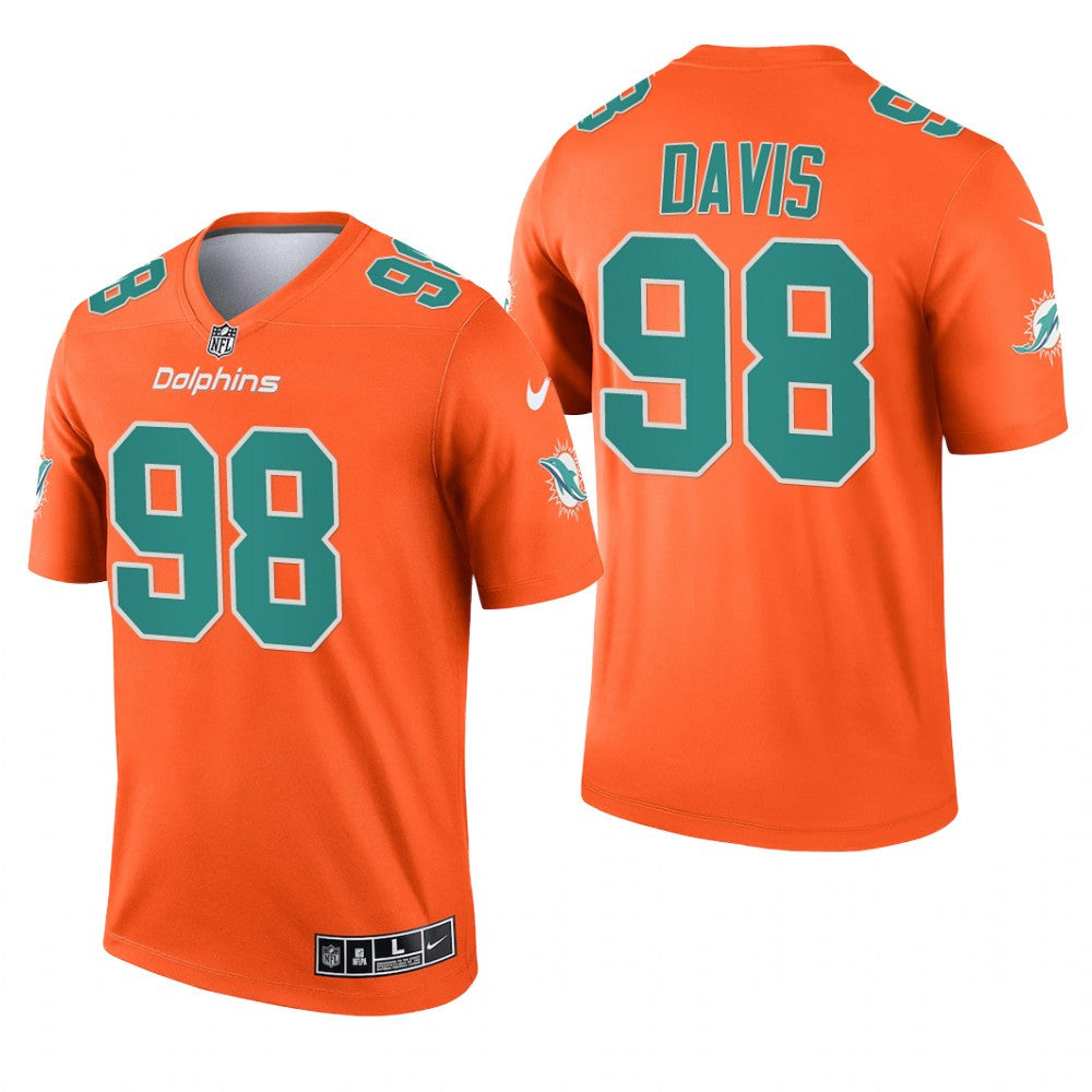 Raekwon Davis Miami Dolphins Orange Jersey Inverted Legend Men's