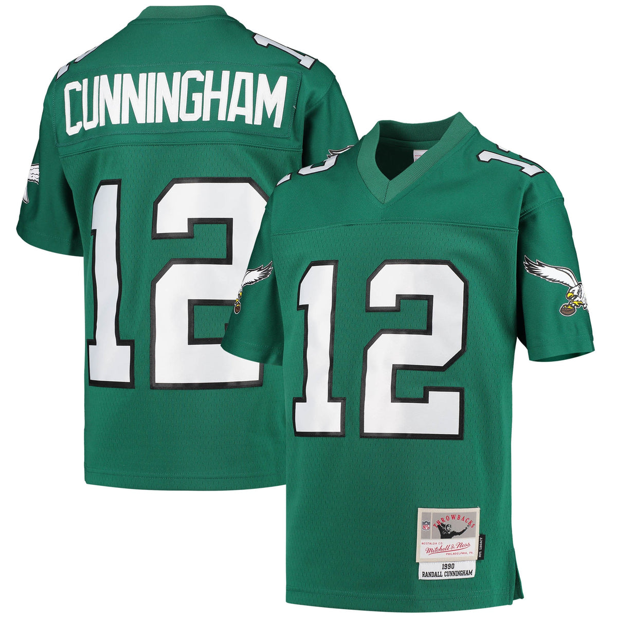 Randall Cunningham Philadelphia Eagles Mitchell Ness Youth 1990 Retired Player Legacy Jersey Kelly Green