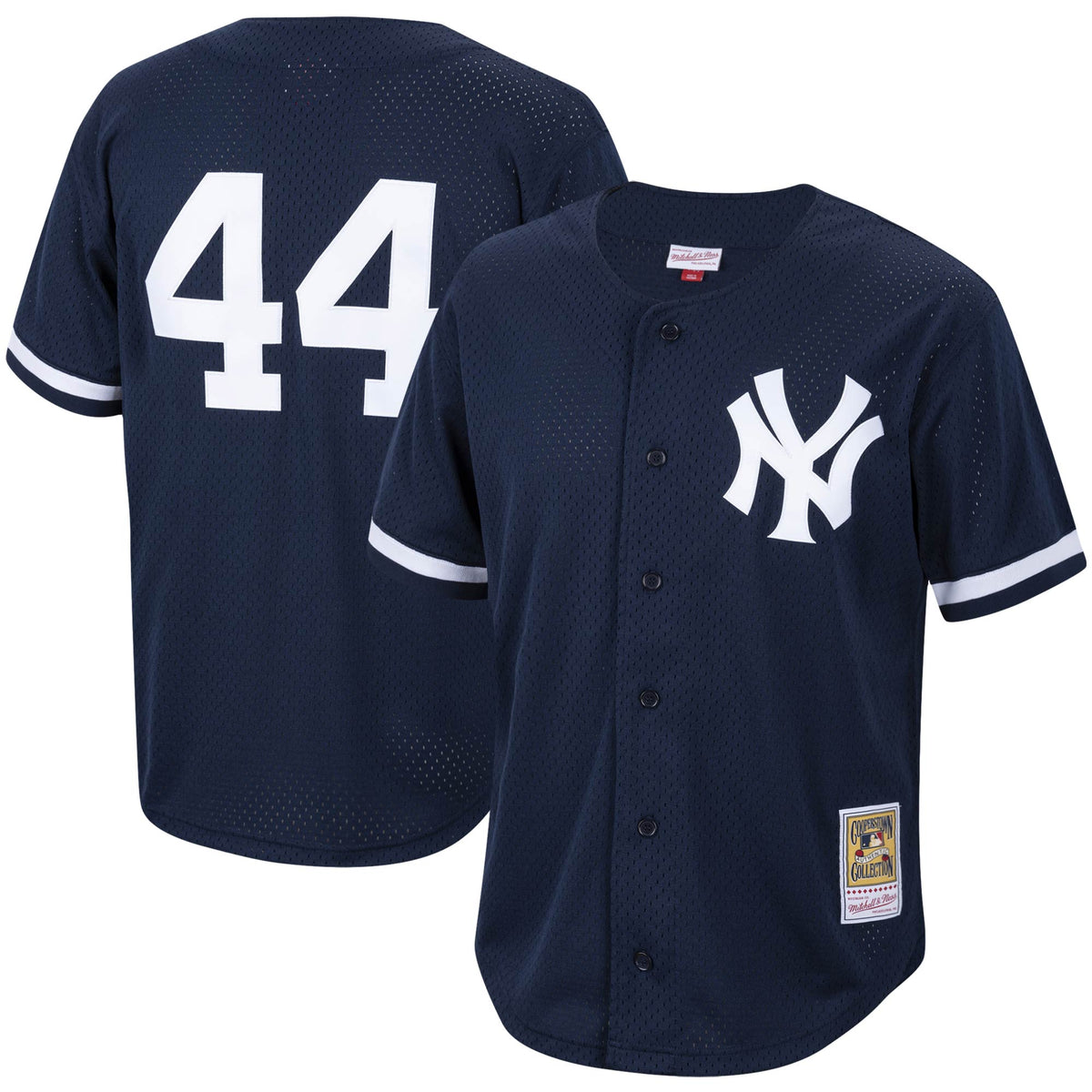 Reggie Jackson New York Yankees Mitchell Ness Cooperstown Collection Mesh Batting Practice Button-Up Jersey Navy