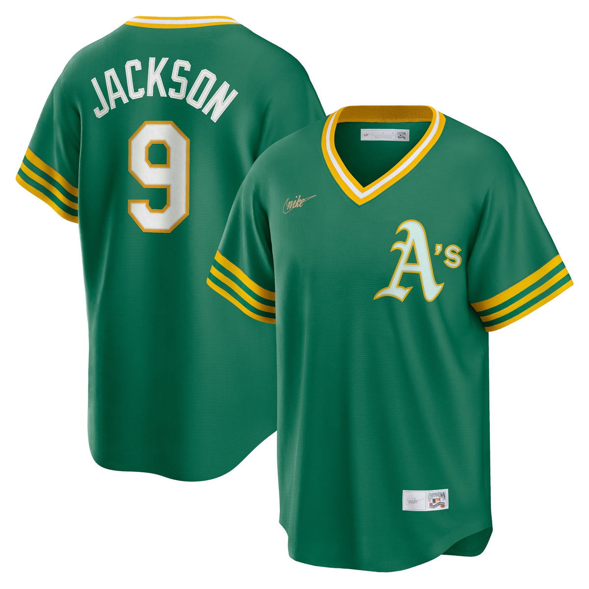 Reggie Jackson Oakland Athletics Nike Road Cooperstown Collection Player Jersey Kelly Green