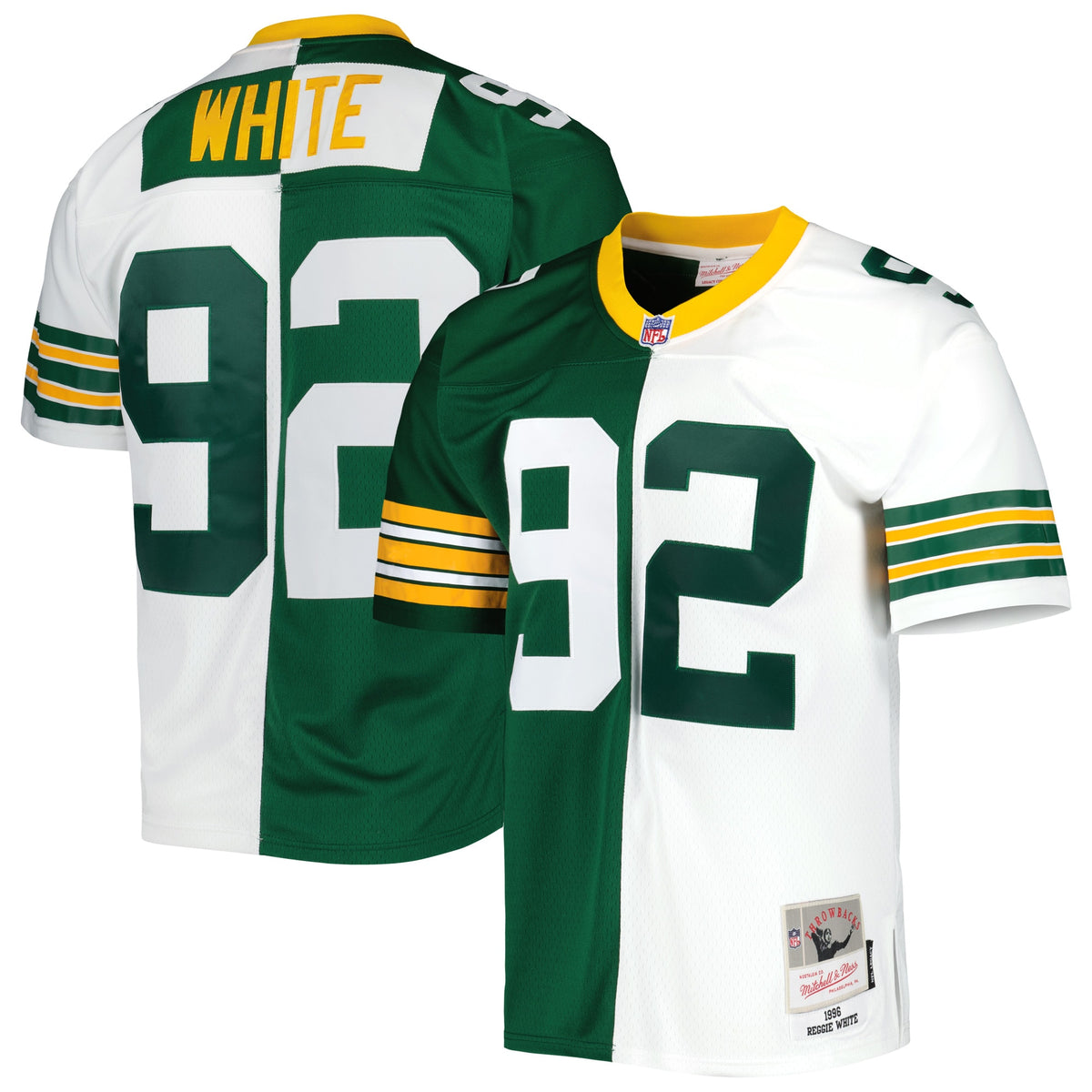 Reggie White Green Bay Packers Mitchell Ness 1996 Split Legacy Replica Jersey Green-White