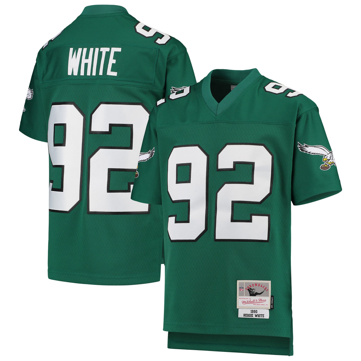 Reggie White Philadelphia Eagles Mitchell Ness Youth 1990 Legacy Retired Player Jersey Green