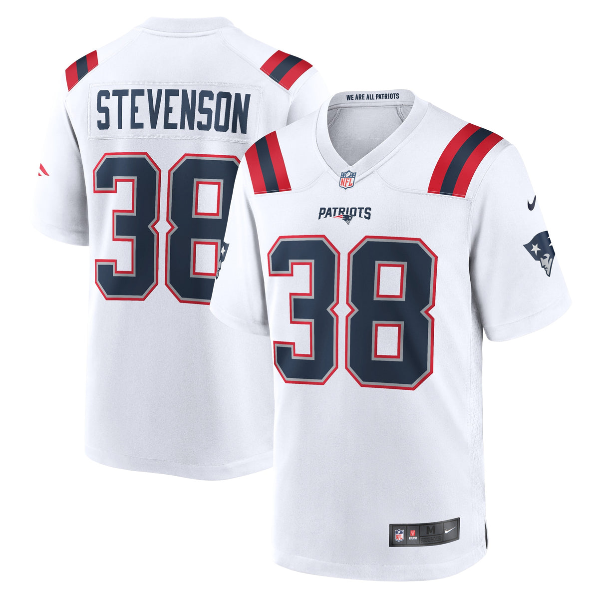 Rhamondre Stevenson New England Patriots Nike Game Player Jersey White