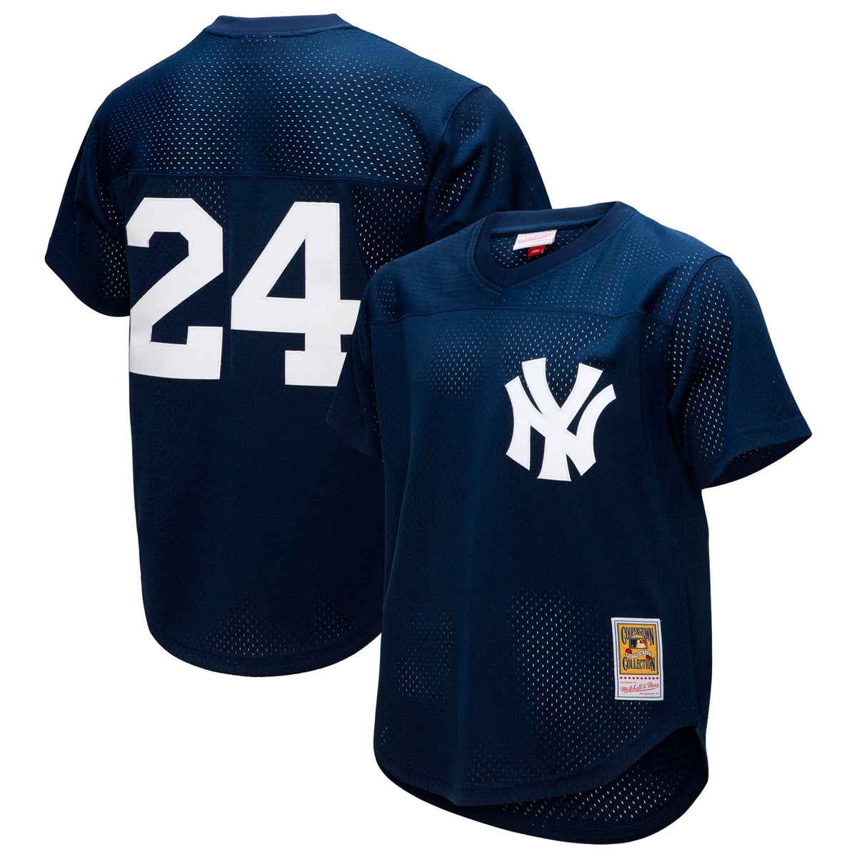 Rickey Henderson New York Yankees Mitchell Ness Cooperstown Collection Mesh Batting Practice Button-Up Jersey Navy