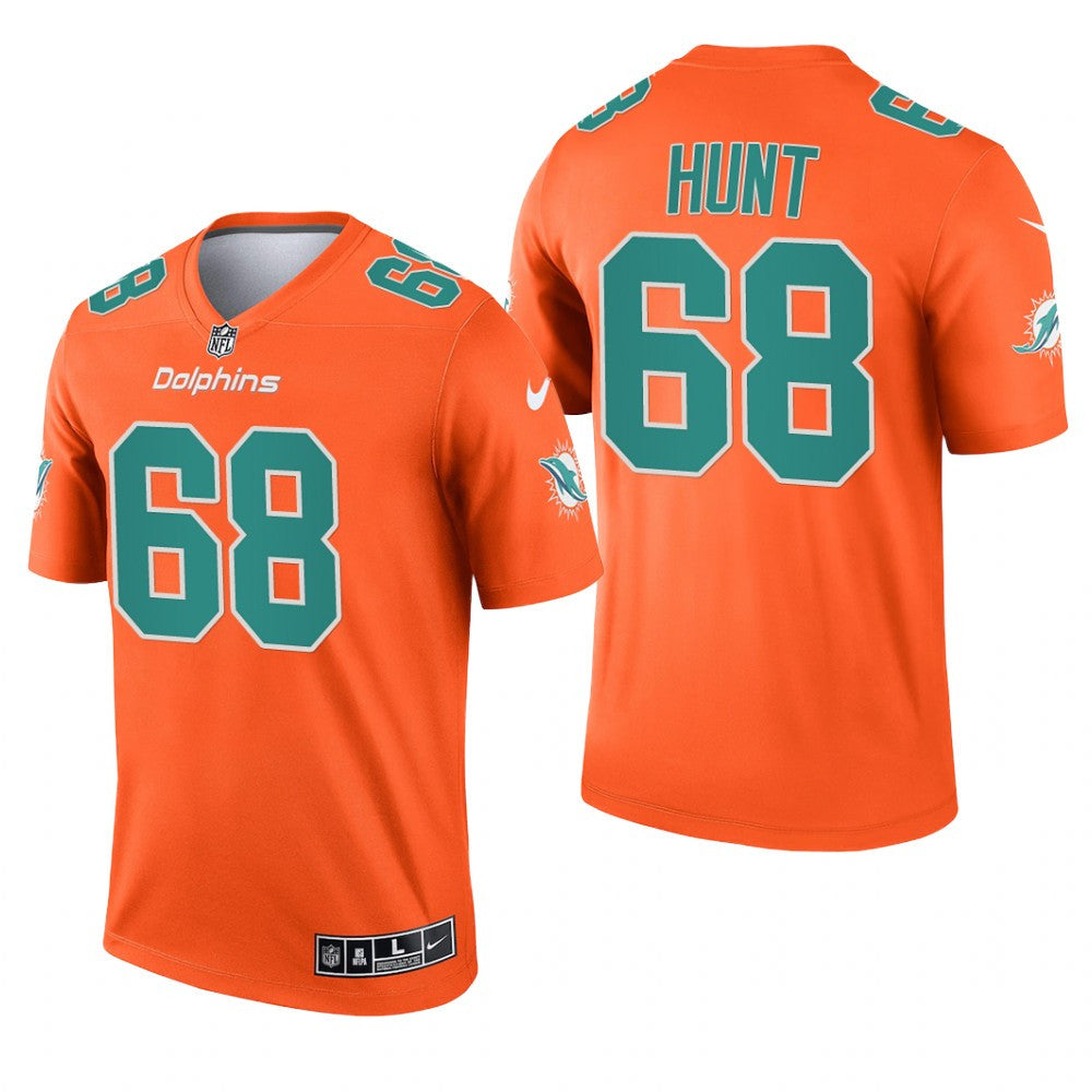 Robert Hunt Miami Dolphins Orange Jersey Inverted Legend Men's