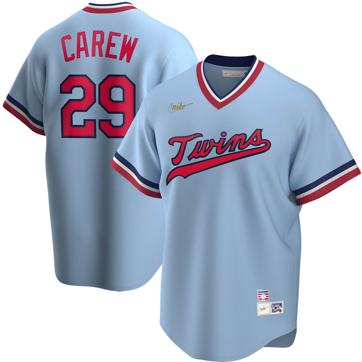 Rod Carew Minnesota Twins Nike Road Cooperstown Collection Player Jersey Light Blue