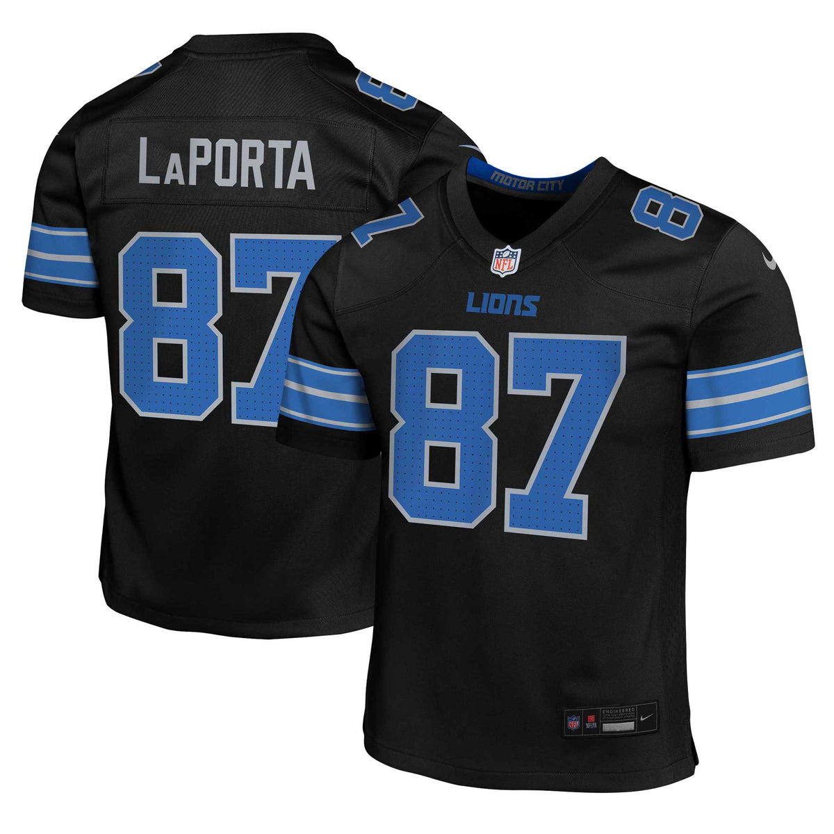 Sam LaPorta Detroit Lions Nike Youth Alternate Player Game Jersey Black