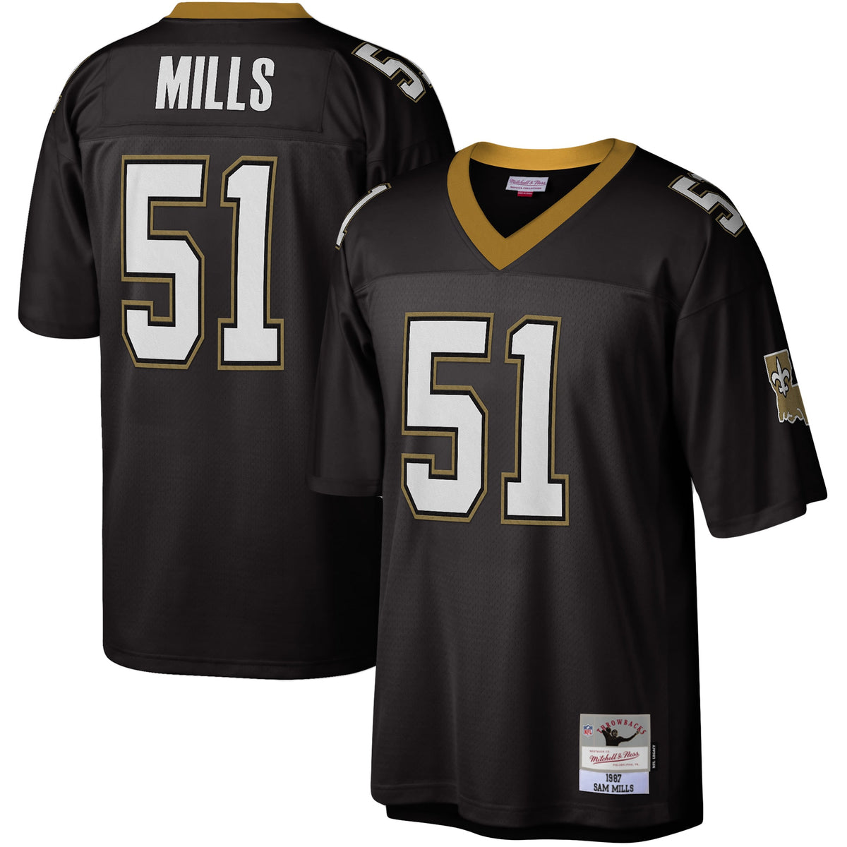 Sam Mills New Orleans Saints Mitchell Ness Legacy Replica Jersey Black