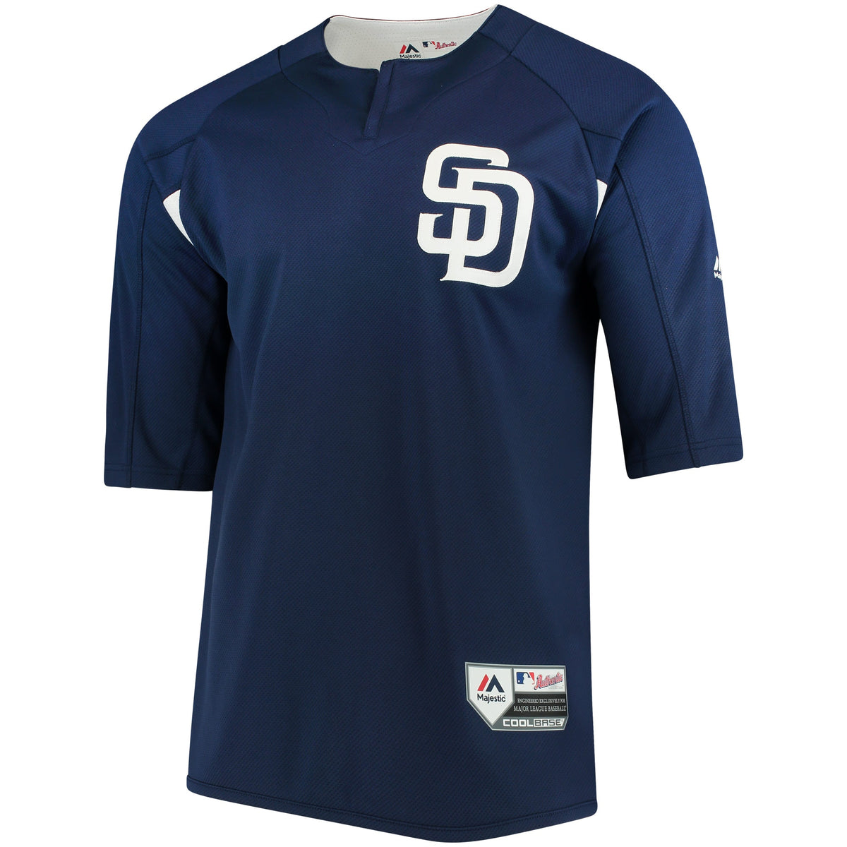 San Diego Padres Majestic Authentic Collection On-Field 3/4-Sleeve Batting Practice Jersey Navy/White