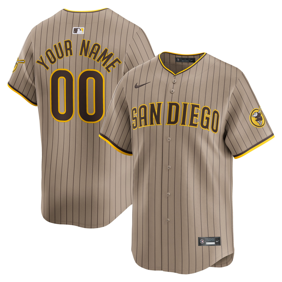 San Diego Padres Nike Alternate Limited Custom Jersey Khaki