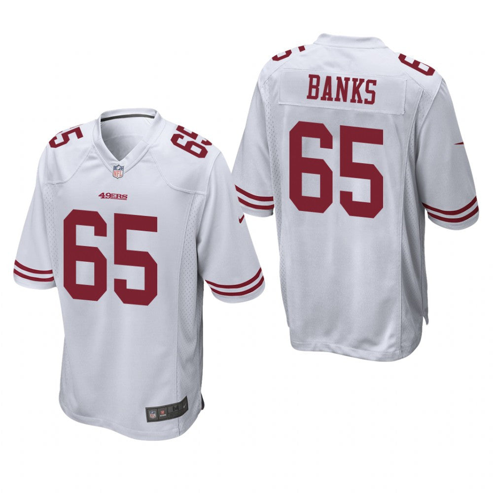 San Francisco 49ers Aaron Banks White Jersey Game Men's