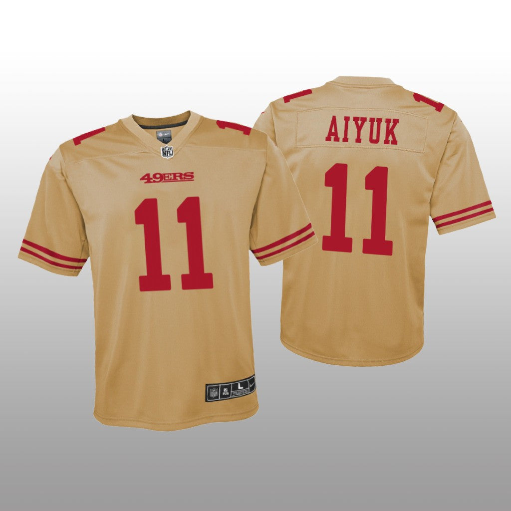 San Francisco 49ers Brandon Aiyuk Gold Jersey Inverted Game Youth
