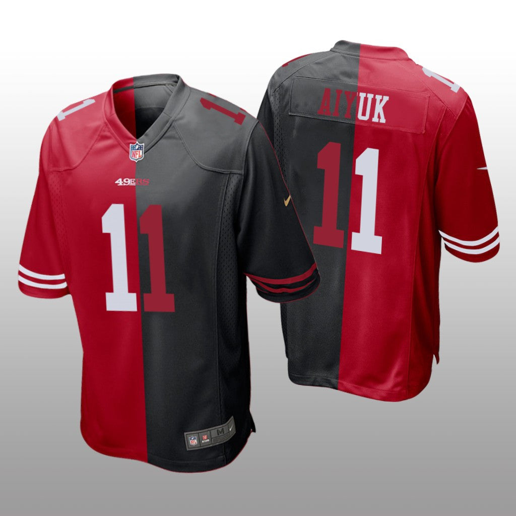 San Francisco 49ers Brandon Aiyuk Red Black Two Tone Jersey Split Men's