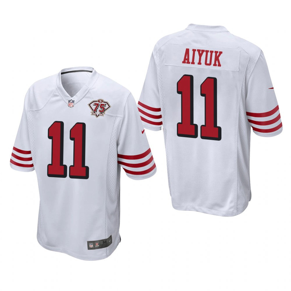 San Francisco 49ers Brandon Aiyuk White Throwback Game Jersey 75th Anniversary Men's