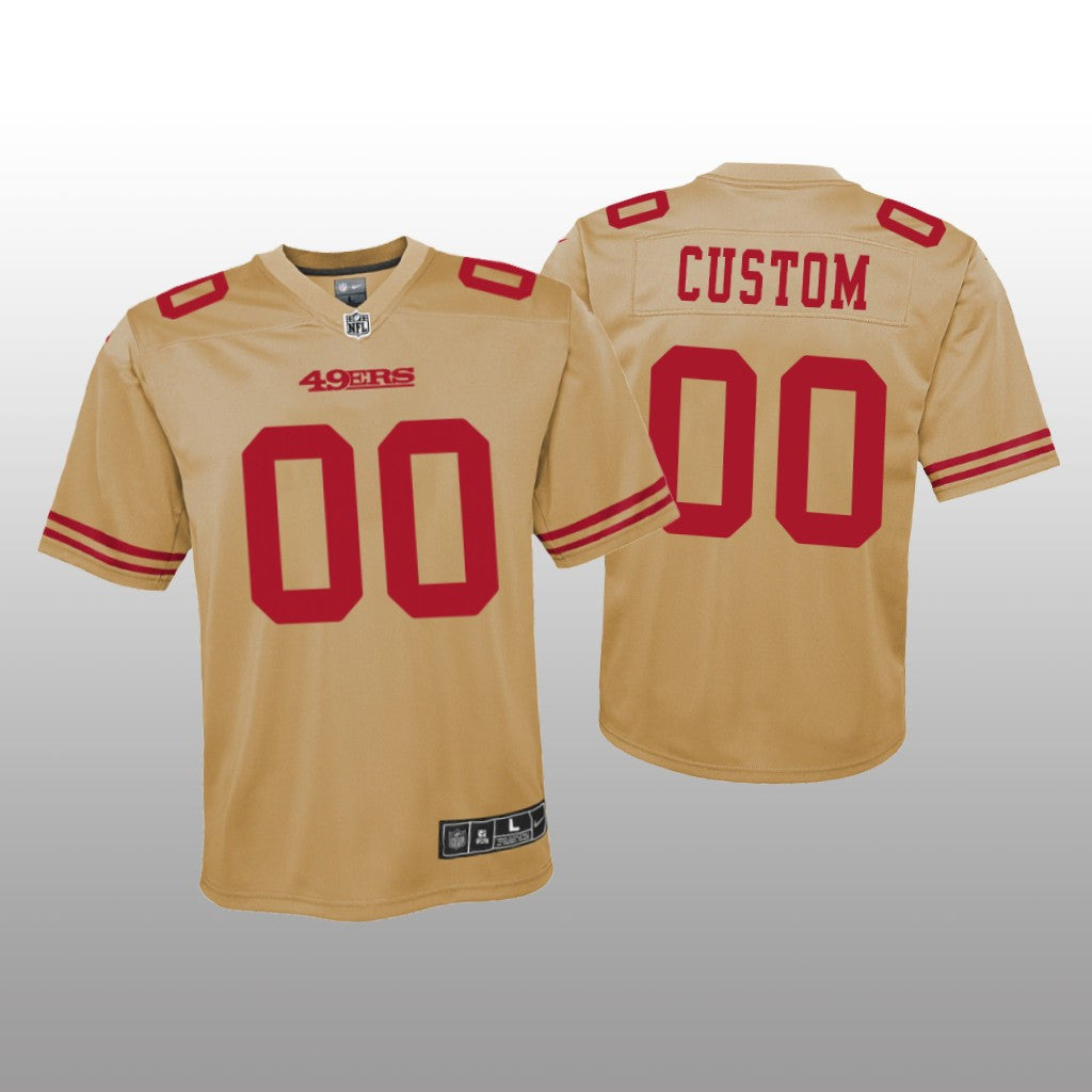 San Francisco 49ers Custom Gold Jersey Inverted Game Youth