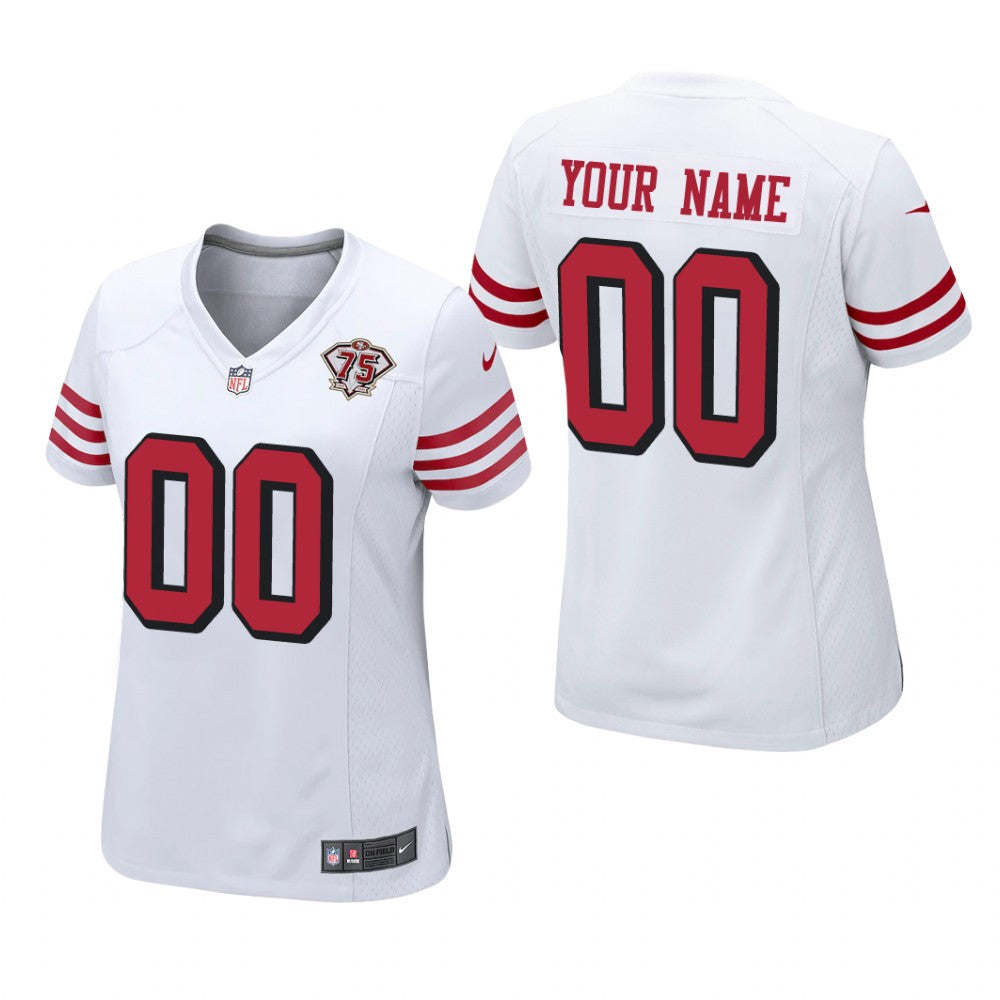 San Francisco 49ers Custom White Alternate Game Jersey 75th Anniversary Women's