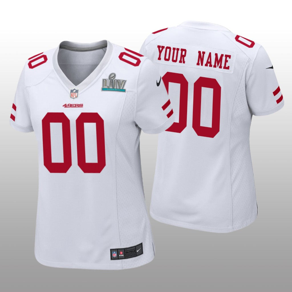 San Francisco 49ers Custom White Game Jersey Super Bowl LIV Women's