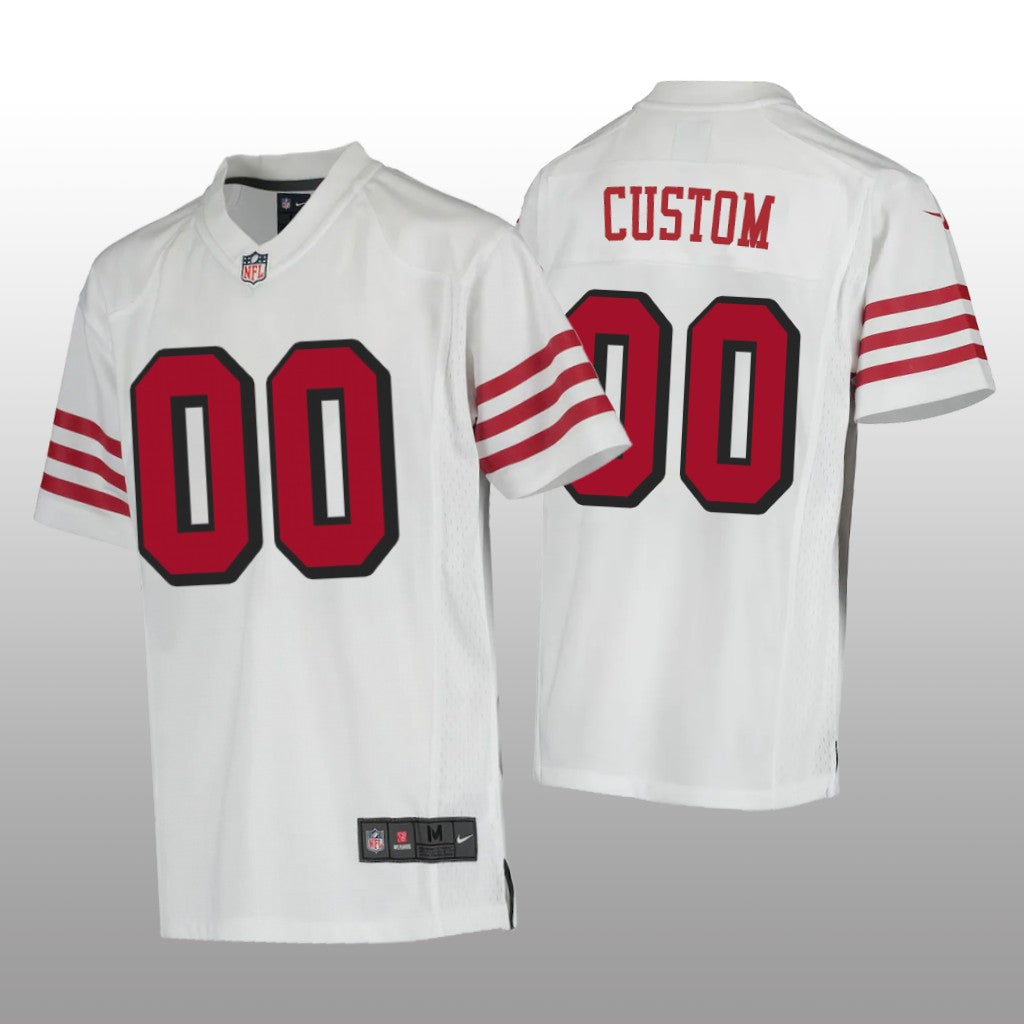 San Francisco 49ers Custom White Jersey Color Rush Game Youth