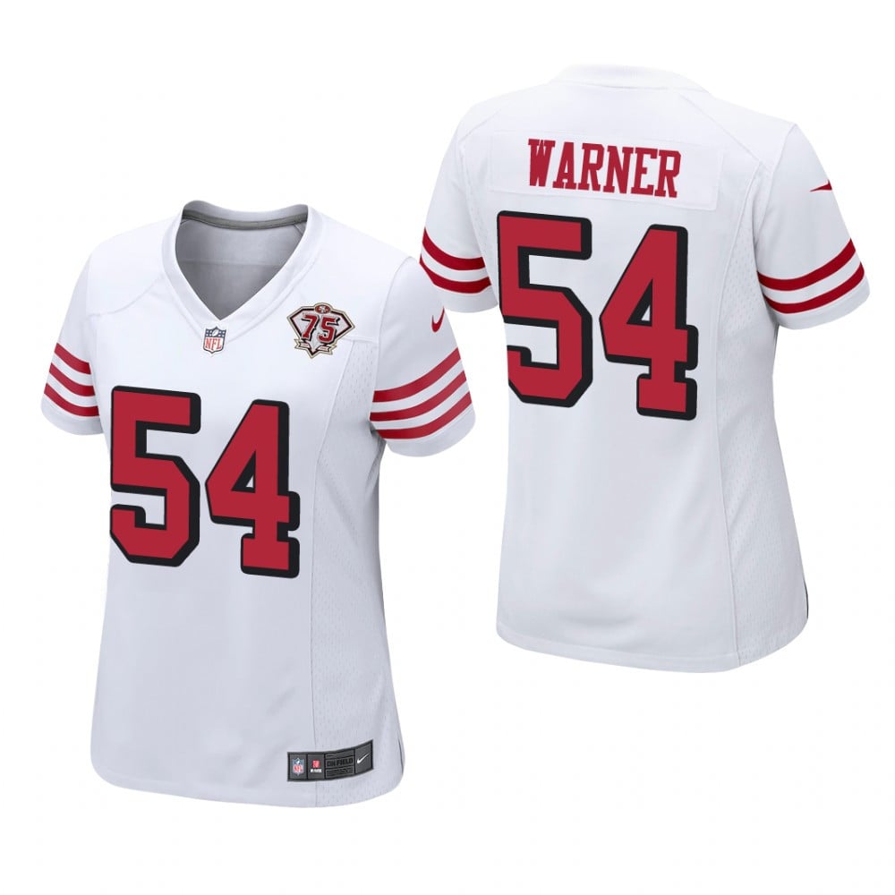 San Francisco 49ers Fred Warner White Alternate Game Jersey 75th Anniversary Women's