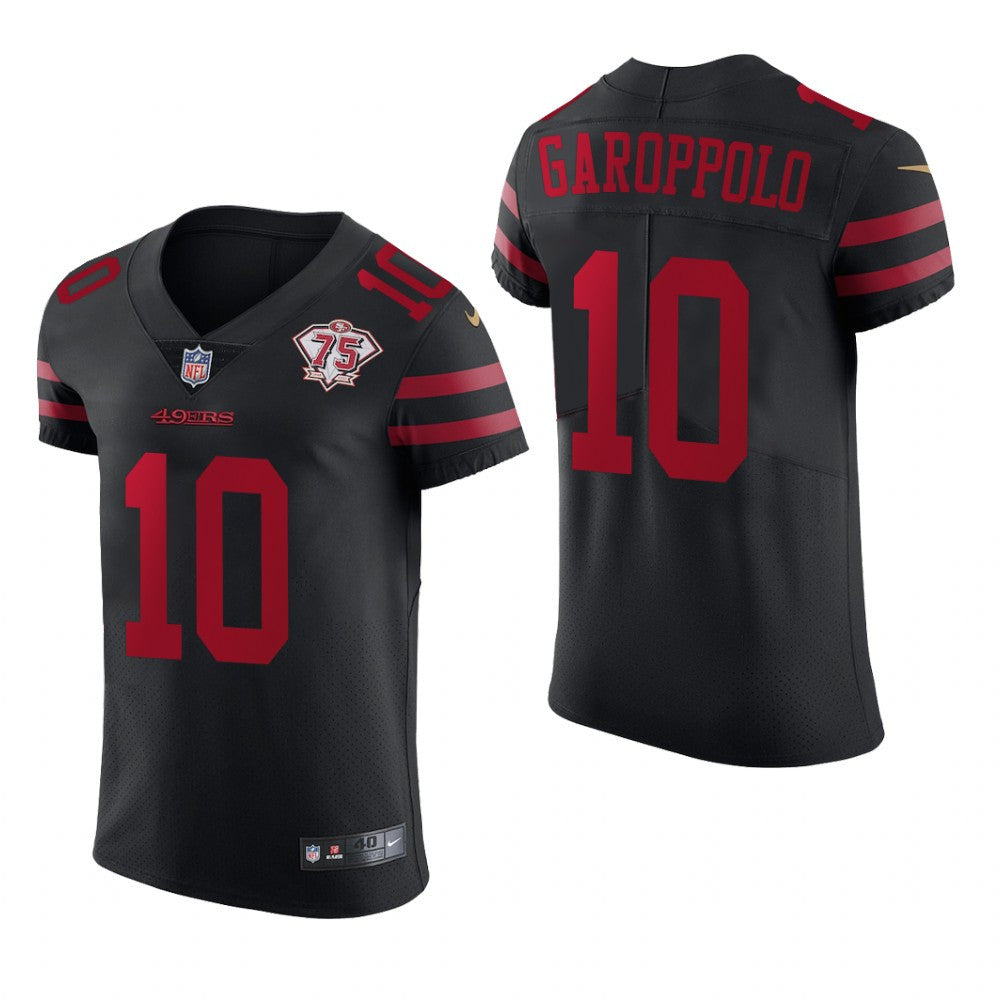 San Francisco 49ers Jimmy Garoppolo Black Vapor Elite Jersey 75th Anniversary Men's