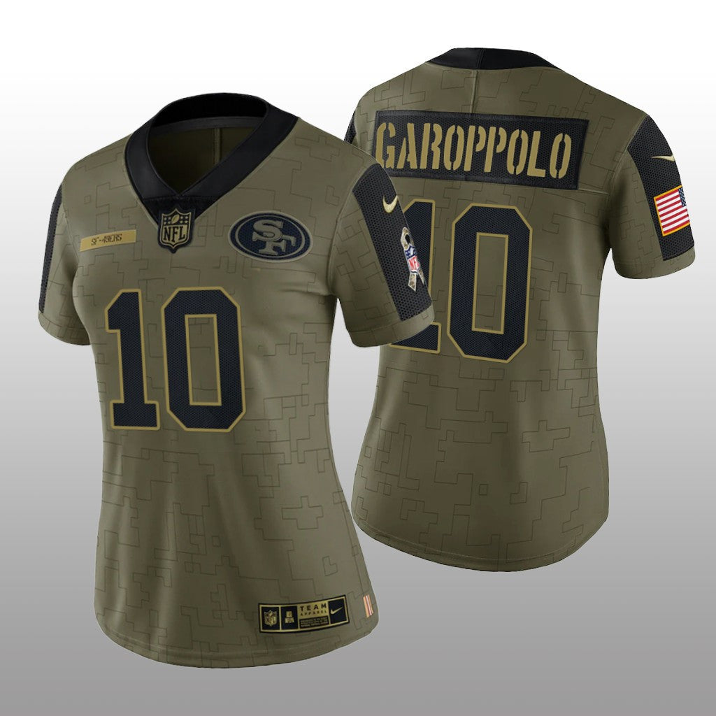 San Francisco 49ers Jimmy Garoppolo Olive Limited Jersey Salute To Service Women's
