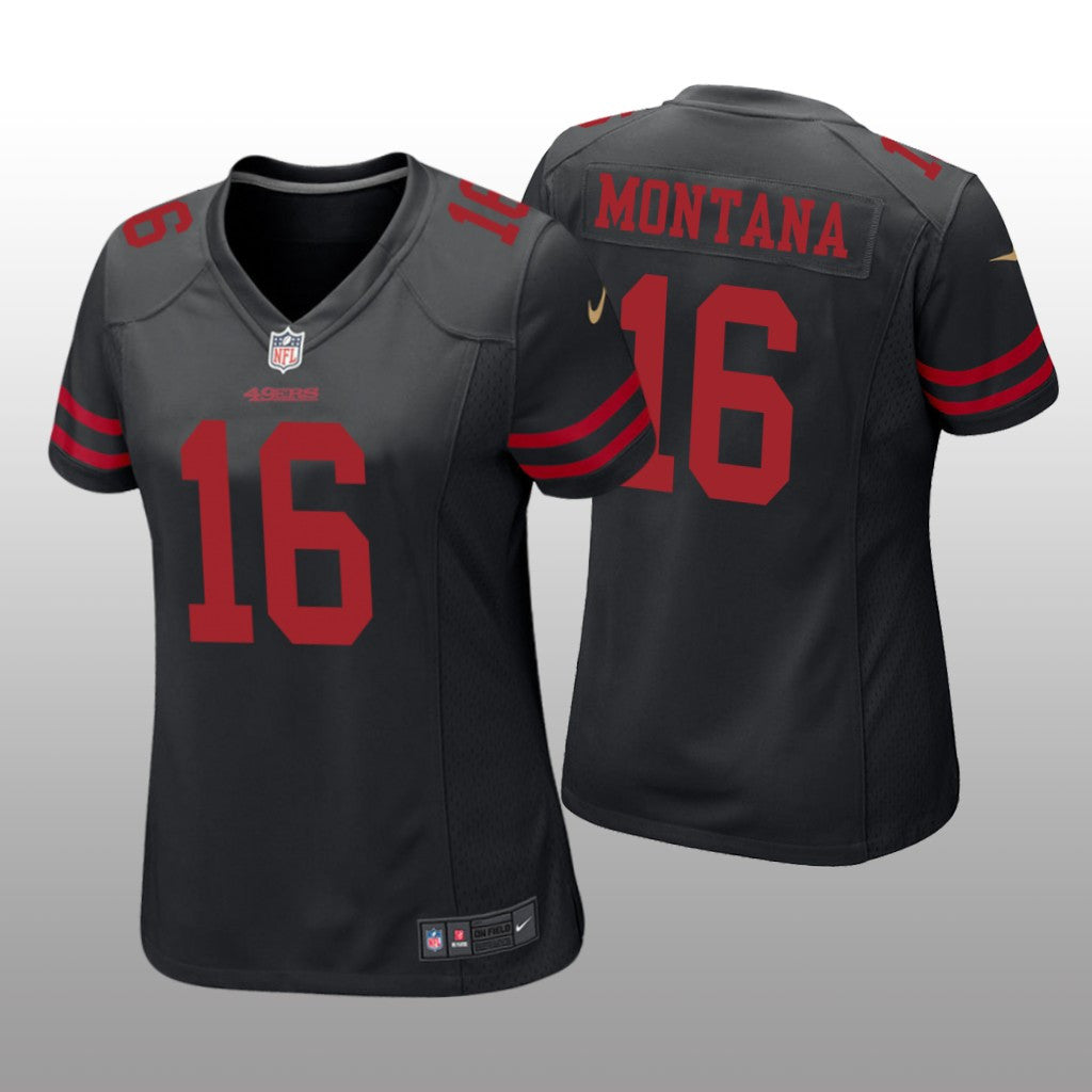 San Francisco 49ers Joe Montana Black Jersey Game Women's
