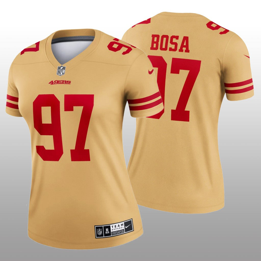 San Francisco 49ers Nick Bosa Gold Jersey Inverted Legend Women's