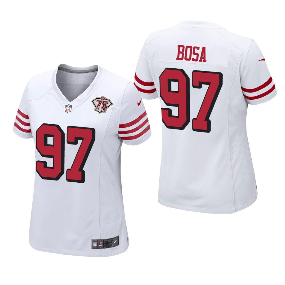 San Francisco 49ers Nick Bosa White Jersey 75th Anniversary Women's