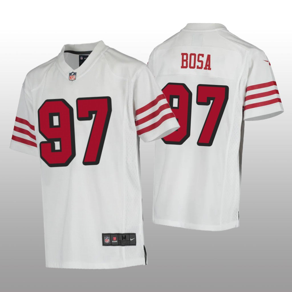 San Francisco 49ers Nick Bosa White Jersey Color Rush Game Youth