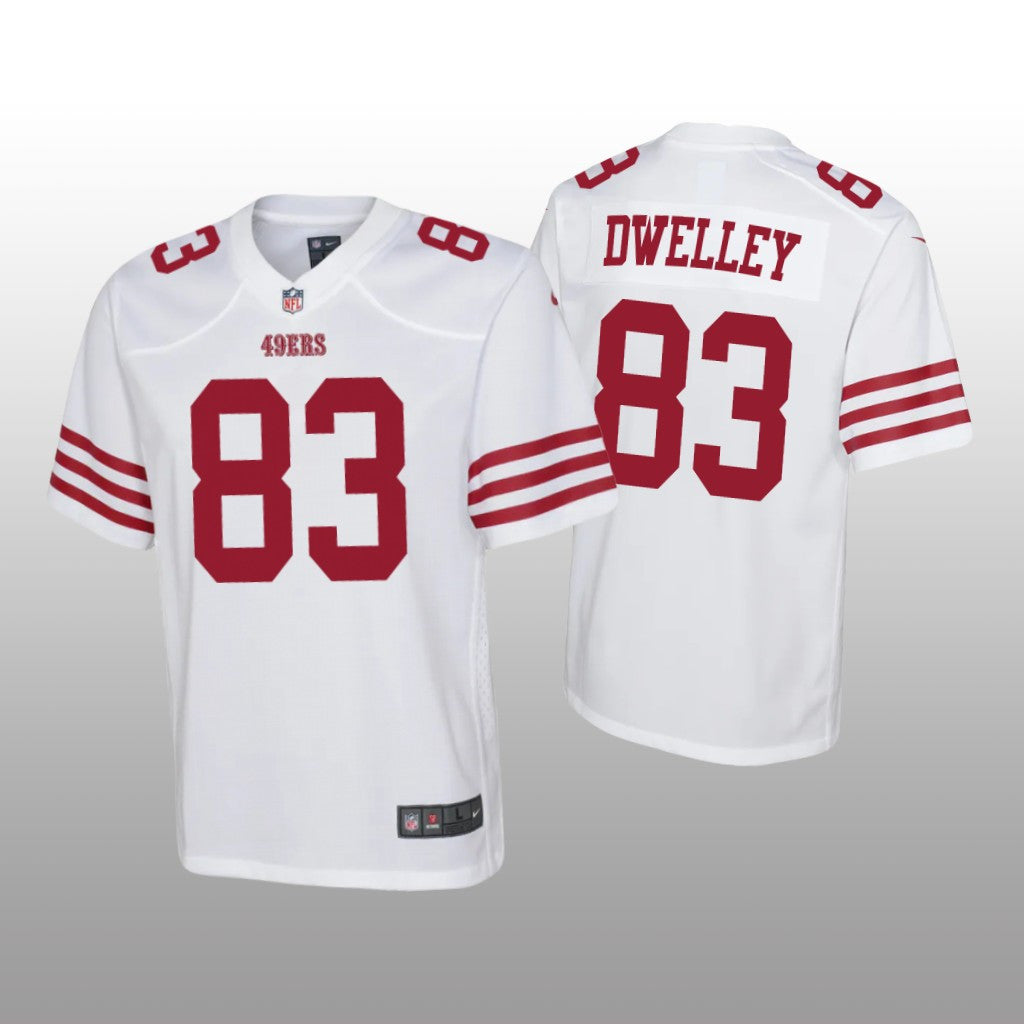 San Francisco 49ers Ross Dwelley White Jersey Game Youth