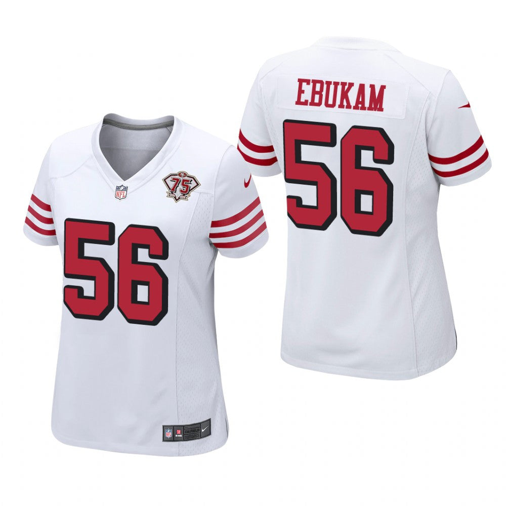 San Francisco 49ers Samson Ebukam White Jersey 75th Anniversary Women's