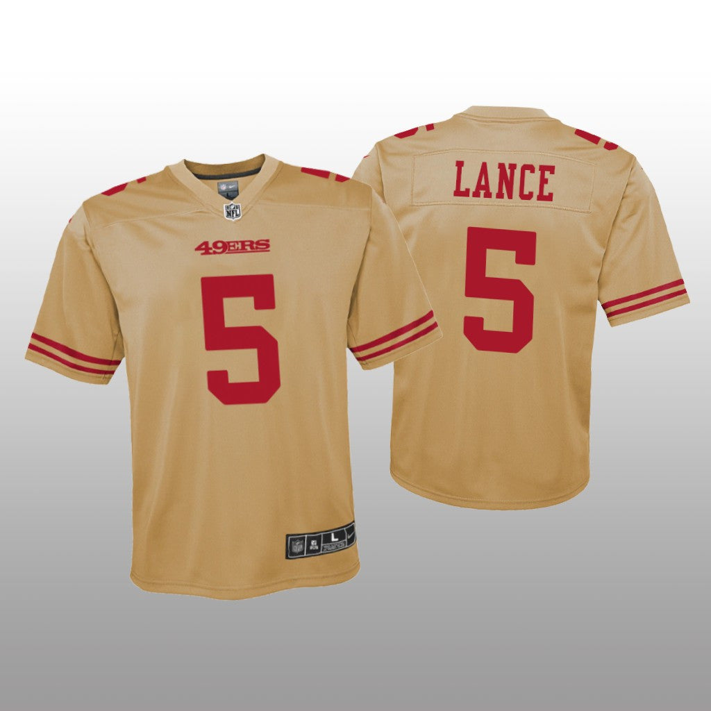 San Francisco 49ers Trey Lance Gold Jersey Inverted Game Youth