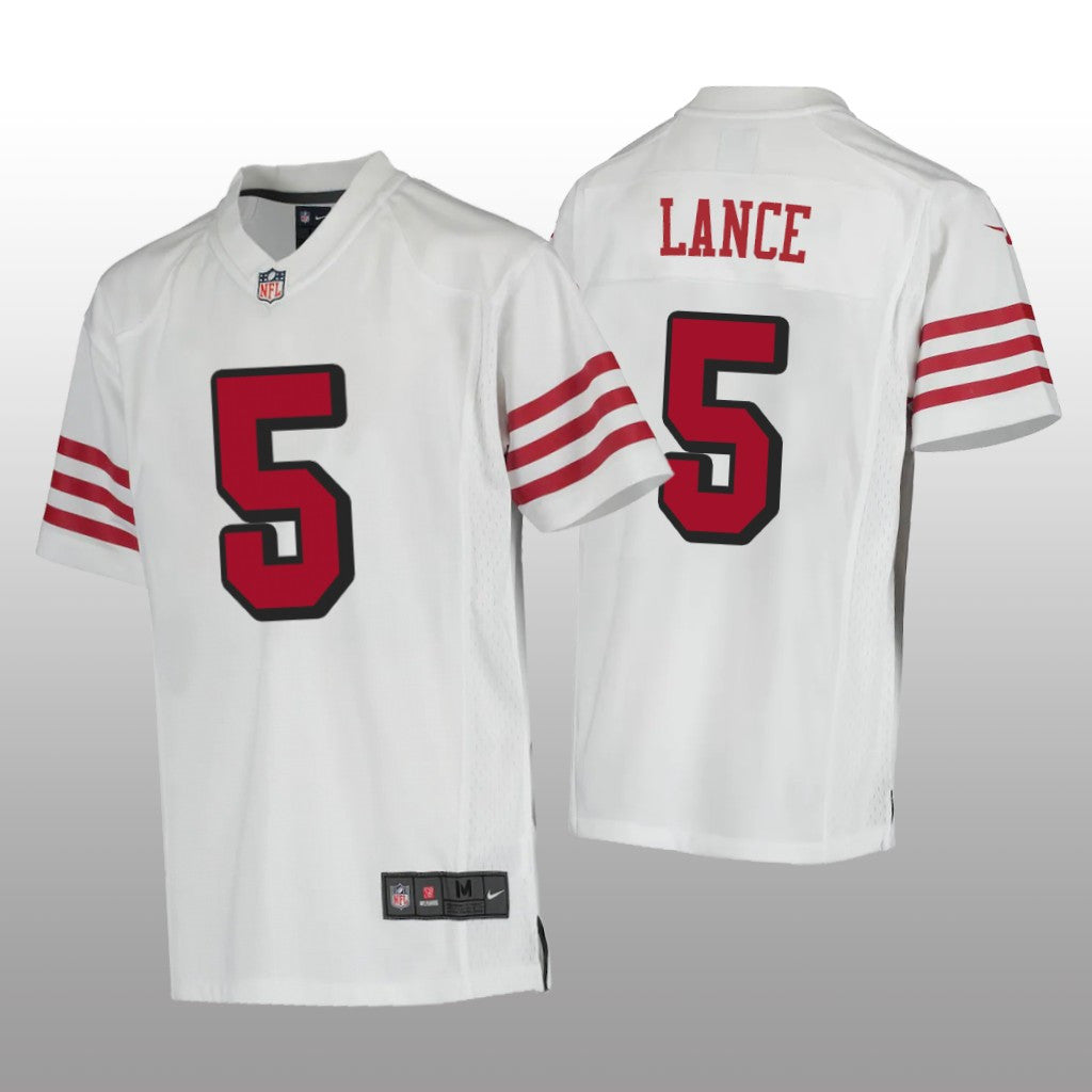 San Francisco 49ers Trey Lance White Jersey Color Rush Game Youth